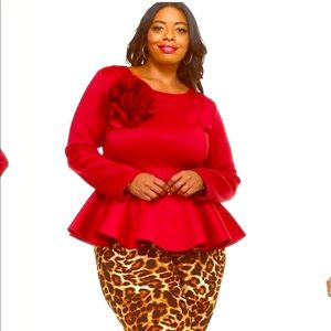 Beautiful plus size blouse with flower